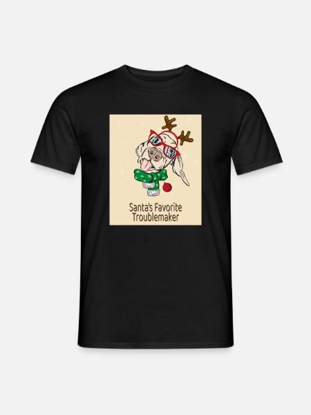 Santa's Favorite Troublemaker – Funny Dog - Men's T-Shirt - black