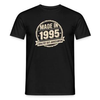 Born 1995 Vintage Rubber Stamp - Men's T-Shirt - black - Front - AI Model Male 178 light (178cm)
