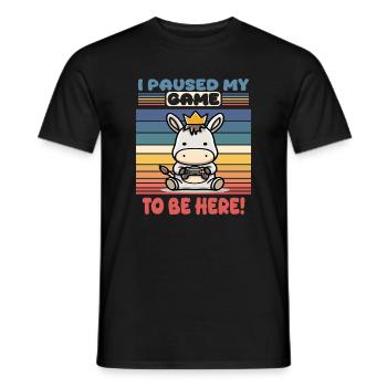 i paused my gam to be here - Men's T-Shirt - black - Front - AI Model Male 178 light (178cm)