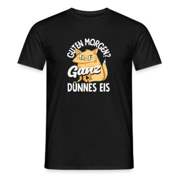 Guten Morgen Ganz dünnes Eis Katze - Männer T-Shirt - Schwarz - Vorne - AI Model Male 178 light (178cm)