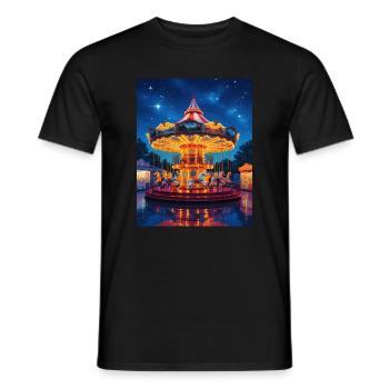 Carrousel nocturne sous la lueur des lumières - T-shirt homme - noir - Devant - AI Model Male 178 light (178cm)