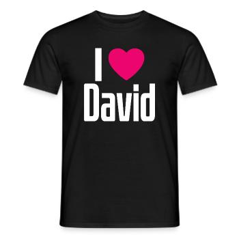 I Love David Pinkes Herz Ich liebe David - Männer T-Shirt - Schwarz - Vorne - AI Model Male 178 light (178cm)