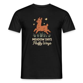 Cottagecore Lama Esthétique Mignon Animal de la Ferme - T-shirt homme - noir - Devant - AI Model Male 178 light (178cm)