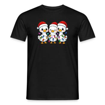 Trio de canards avec lumières de Noël, Canetons - T-shirt homme - noir - Devant - AI Model Male 178 light (178cm)