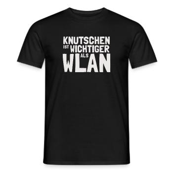 Knutschen ist wichtiger als WLAN – Lustiger Spruch - Männer T-Shirt - Schwarz - Vorne - AI Model Male 178 light (178cm)
