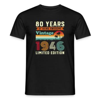 80 Jahre 1946 Vintage Retro Geburtstagsgeschenk - Männer T-Shirt - Schwarz - Vorne - AI Model Male 178 light (178cm)