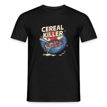 Cereal Killer - Retro Breakfast - Men's T-Shirt - black - Front - AI Model Male 178 light (178cm)