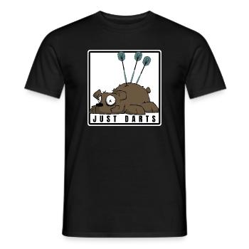 Lustiges Darts Comic Motiv. JUST DARTS - Männer T-Shirt - Schwarz - Vorne - AI Model Male 178 light (178cm)