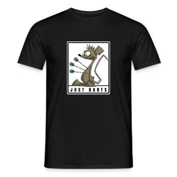 Lustiges Darts Comic Motiv. JUST DARTS - Männer T-Shirt - Schwarz - Vorne - AI Model Male 178 light (178cm)