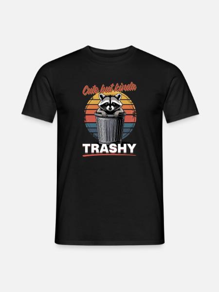 Funny Raccoon - Männer T-Shirt - Schwarz