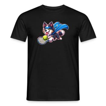 Superheld Corgi Mit Tennisball Und Umhang - Männer T-Shirt - Schwarz - Vorne - AI Model Male 178 light (178cm)
