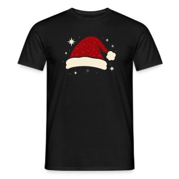 Chapeau de Père Noël Chapeau de Père Noël avec des étoiles - T-shirt homme - noir - Devant - AI Model Male 178 light (178cm)