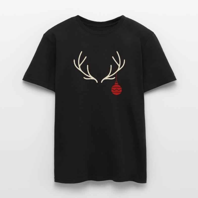 Geweih mit roter Weihnachtskugel – Yule Stil Männer T-Shirt