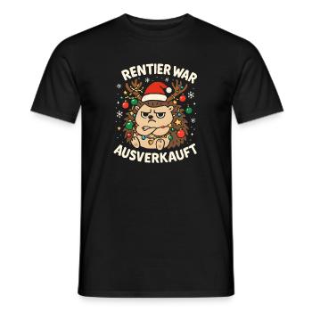 Weihnachten Spruch Humor Igel Lustig Rentier - Männer T-Shirt - Schwarz - Vorne - AI Model Male 178 light (178cm)