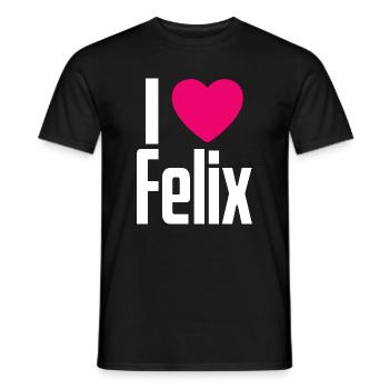 I Love Felix Pink Heart I Love Felix - Men's T-Shirt - black - Front - AI Model Male 178 light (178cm)
