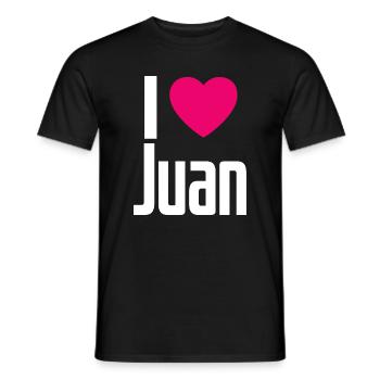 I Love Juan Pink Heart I Love Juan - Men's T-Shirt - black - Front - AI Model Male 178 light (178cm)