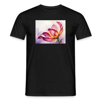 Water-coloured blossoms - Men's T-Shirt - black - Front - AI Model Male 178 light (178cm)