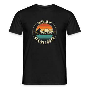 World’s Okayest Hiker Funny Trail Lover Outdoor  - Men's T-Shirt - black - Front - AI Model Male 178 light (178cm)