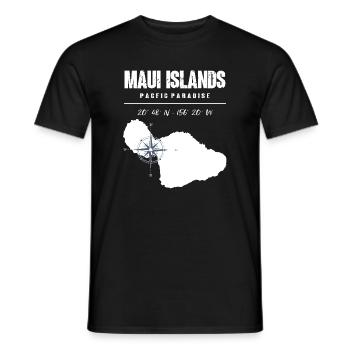 Conception de boussole de l’île de Maui avec coordonnées Vintage - T-shirt homme - noir - Devant - AI Model Male 178 light (178cm)