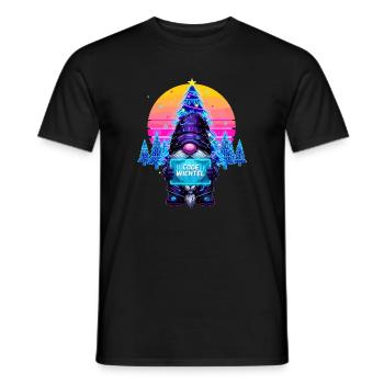 Cyberpunk Code Wichtel - Synthwave Xmas Nerd - Männer T-Shirt - Schwarz - Vorne - AI Model Male 178 light (178cm)