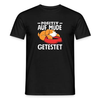 Testé positif pour l’humour du chien fatigué - T-shirt homme - noir - Devant - AI Model Male 178 light (178cm)
