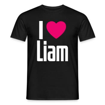 I Love Liam Pink Heart I Love Liam - Men's T-Shirt - black - Front - AI Model Male 178 light (178cm)