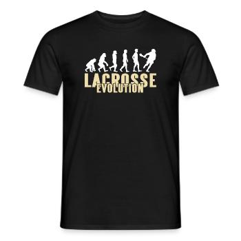 Lacrosse Evolution Funny Sports Humor Parody - Men's T-Shirt - black - Front - AI Model Male 178 light (178cm)
