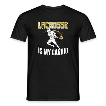 Lacrosse Is My Cardio Funny Athlete Sports Humor - Men's T-Shirt - black - Front - AI Model Male 178 light (178cm)