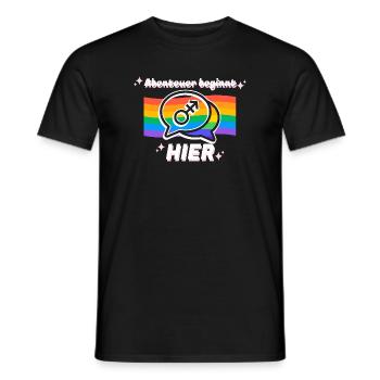 Adventure Starts Here Pride Symbol - Men's T-Shirt - black - Front - AI Model Male 178 light (178cm)