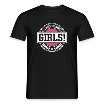 Les femmes : le pouvoir qui dirige le monde, les filles, les filles : la fille - T-shirt homme - noir - Devant - AI Model Male 178 light (178cm)