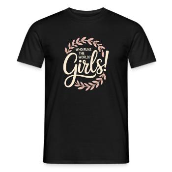 Les femmes : le pouvoir qui dirige le monde, les filles, les filles : la fille - T-shirt homme - noir - Devant - AI Model Male 178 light (178cm)