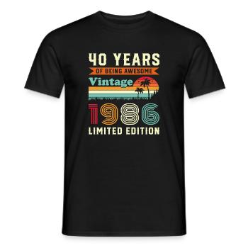 40 Ans 1986 Vintage Rétro Cadeau D'anniversaire - T-shirt homme - noir - Devant - AI Model Male 178 light (178cm)