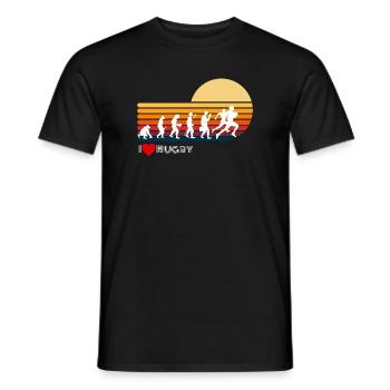 Rugby Rétro Evolution Coucher de soleil - T-shirt homme - noir - Devant - AI Model Male 178 light (178cm)