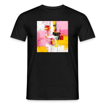 Abstrakte Farbblöcke Pink Gelb - Männer T-Shirt - Schwarz - Vorne - AI Model Male 178 light (178cm)