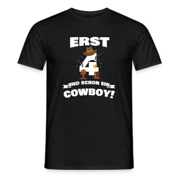 Only 4 and already cowboy / kids gift idea - Men's T-Shirt - black - Front - AI Model Male 178 light (178cm)