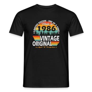1986 Vintage Retro Birthday Gift - Men's T-Shirt - black - Front - AI Model Male 178 light (178cm)