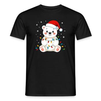 ours polaire Noël mignon drôle fées lumières pôle Nord - T-shirt homme - noir - Devant - AI Model Male 178 light (178cm)