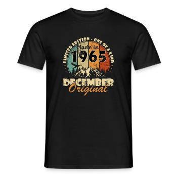 December 1965 birthday December 1965 December - Men's T-Shirt - black - Front - AI Model Male 178 light (178cm)