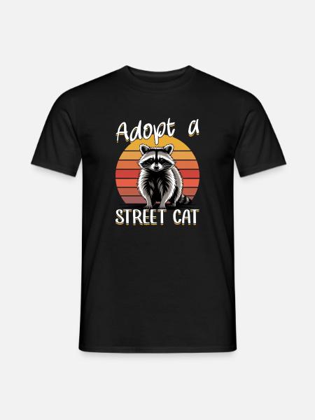 Funny Raccoon - Männer T-Shirt - Schwarz