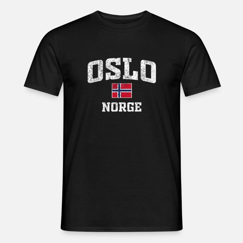 Oslo Norge Distressed Flag Tee - Männer T-Shirt - Schwarz