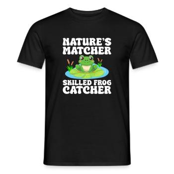 Frog Catcher Nature ́s Matcher Skilled Catcher Frog - Men's T-Shirt - black - Front - AI Model Male 178 light (178cm)