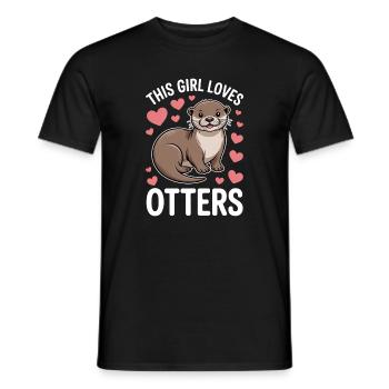 Loutre disant fille drôle loutre cadeau - T-shirt homme - noir - Devant - AI Model Male 178 light (178cm)