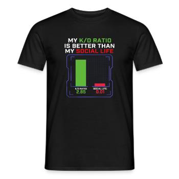 My K/D Ratio Better Than My Social Life Gamer  - Men's T-Shirt - black - Front - AI Model Male 178 light (178cm)