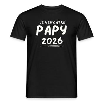 Je Veux Être Papy 2026 - T-shirt homme - noir - Devant - AI Model Male 178 light (178cm)