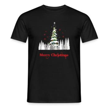 Glitzer Weihnachtsbaum Schnee - Weihnachtsgeschenk - Männer T-Shirt - Schwarz - Vorne - AI Model Male 178 light (178cm)