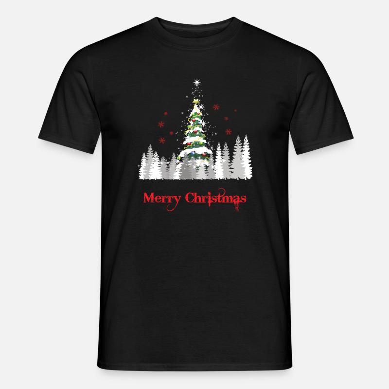 Glitzer Weihnachtsbaum Schnee - Weihnachtsgeschenk - Männer T-Shirt - Schwarz