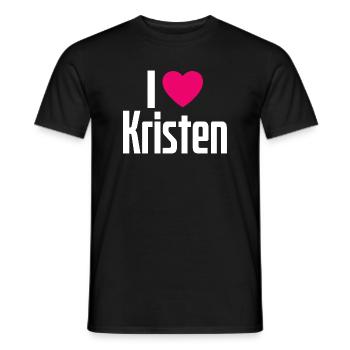 I Love Kristen Pink Heart I Love Kristen - Men's T-Shirt - black - Front - AI Model Male 178 light (178cm)