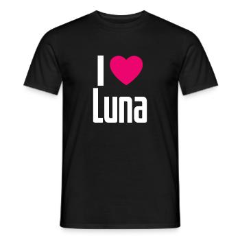 I Love Luna Pink Heart I Love Luna - Men's T-Shirt - black - Front - AI Model Male 178 light (178cm)