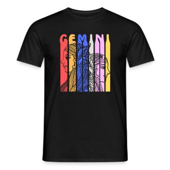 Gemini Zodiac Horoscope Colorful Astrology Design - Men's T-Shirt - black - Front - AI Model Male 178 light (178cm)