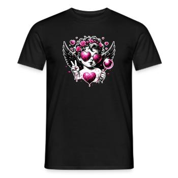 Happy Valentines Day Love Party Lgbt Pride Angel - Men's T-Shirt - black - Front - AI Model Male 178 light (178cm)